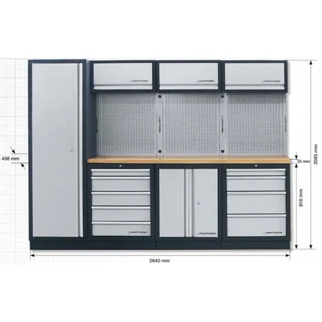 Système De Rangement Modulaire KRAFTWERK Mobilio - 4 éléments - Plan De Travail Multiplex - 3964B 3 Système De Rangement Modulaire KRAFTWERK Mobilio - 4 éléments - Plan De Travail Multiplex - 3964B